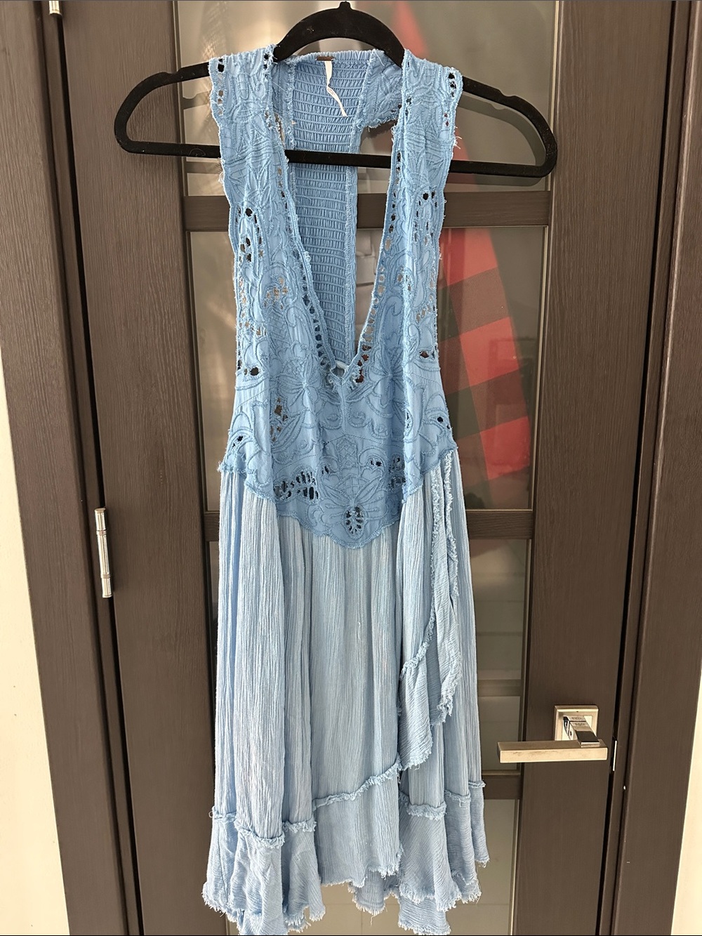 Light Blue free people  Crochet Halter Summer Dress